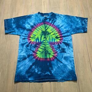 Vintage 90s T shirt All Sport Sz Large  blue diamond pleated tie-dye cotton Y2K